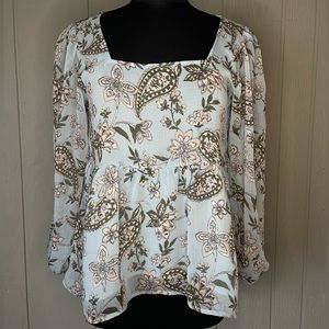 American Eagle Small Chiffon Long Sleeve Floral Print Blouse